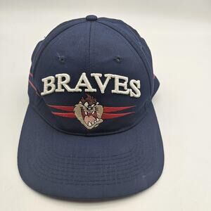 Vintage Atlanta Braves Hat Cap Snap Back Mens MLB Baseball Looney Tunes Taz 90s